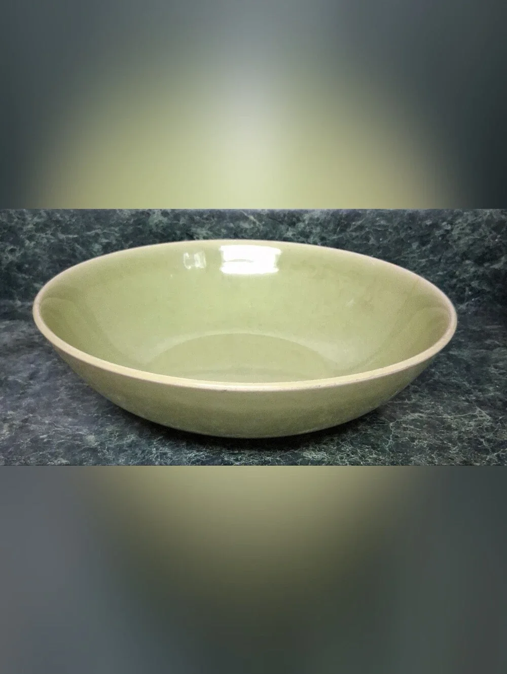 Vintage Ballerina Universal Union Green Serving Bowl Oven Proof Made in USA 9